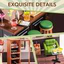 Rolife DIY Miniature Plastic House Building Set Toys Playset with LED Suitable for Mini Figures Construction Toys Diorama Kit Gifts for Teens Adults (Leisurely Cheers Bar)