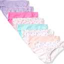 Hanes Girls Ultimate Underwear Pack, Organic Cotton For Kids’   Hipster Panties, Pink Blue Solids & Patterns, 6 US