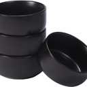 Aquiver 10 Ounces Ceramic Bowl Set - Porcelain Matte Small Bowls - Side Dishes for Desserts, Ice Cream, Snacks, Condiments, Souffle, Yogurt, Soup - Dipping Sauce Bowl Set of 4 (Black)