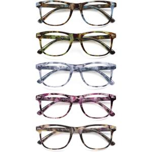JOLISU Reading Glasses For Women - 5 Pack Stylish Readers For Womens Men Spring Hinge Eyeglasses -Blue Light Blocking Protection Frame (2.75)