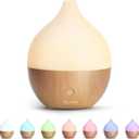 SALKING Essential Oil Diffuser, 100ml Small Aromatherapy Diffuser with Auto Shut-Off Function, Ultrasonic Diffusers for Essential Oils, Cool Mist Humidifier with Warm White Lights, for Office Home (White + Wooden Grain), Pack of