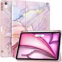 Soke Case for New iPad Air 11 Inch (M3/M2, 2025-2024), iPad Air 5th/4th Generation 10.9 Inch (2020-2022) with Pencil Holder, Soft TPU Back Cover & Auto Sleep/Wake, Dreamy Marble