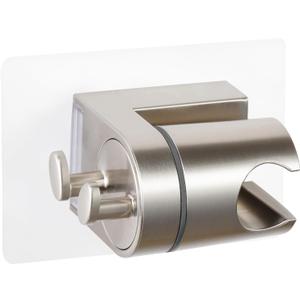 OFFO Shower Head Holder, Strong Adhesive Shower Hooks, 60 Adjustable Waterproof Shower Head Holder Wall Mount for Bathroom, Brushed Nickel