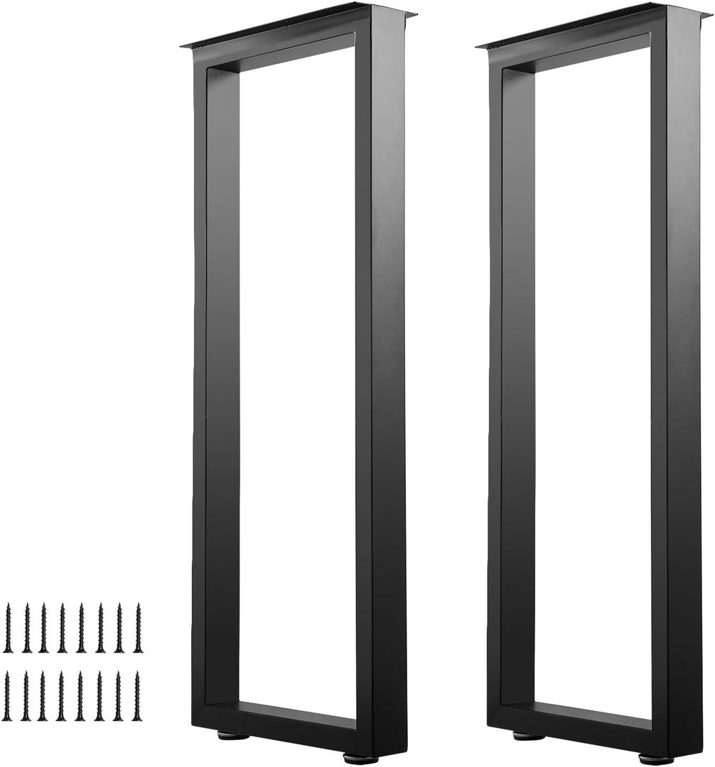 40 Inch Metal Bar Table Legs, Heavy Duty Dining Table Leg with Adjustment Feet Furniture Legs, Black, Set of 2