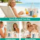 Beach Bags for Women Large Waterproof Beach Travel Tote Bags Sandproof Swim Pool Bag Canvas Zipper Big Tote