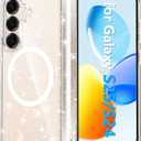 FNTCASE for Samsung Galaxy S25 Case: for Samsung S24 Case Bling Sparkle Clear Military Grade Drop Protection Anti Yellowing Glitter Cell Phone Cover - Rugged Shockproof Protective Transparent Cases