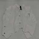 Women's Fashion Shirt Elegant Vintage Gem Brooch Ruffled Long Sleeve Blouse Medium