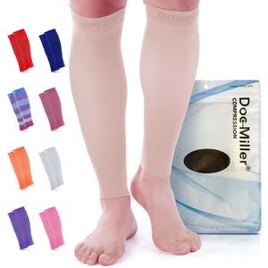 Doc Miller Compression Calf Sleeve for Men & Women – 20-30mmHg Graduated Support for Running, Shin Splints, Calf Strain – Knee High, 2X-Large REGULAR, Skin/Nude