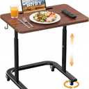 Height Adjustable TV Tray Table with Wheels for Couch or Sofa