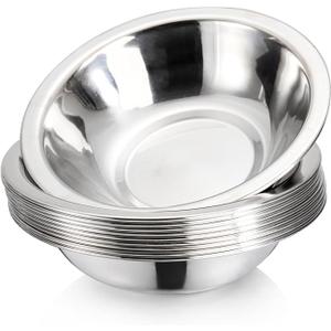 12 Pack Small Stainless Steel Bowls, 6 1/2 Inch Wide Kitchen Metal Bowl with Flat Base, 3/4 Quart Prep Bowls for Meal Prep, Cooking, Serving, Baking