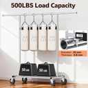 Heavy Duty Clothes Rack - Load 500 LBS, Rolling Clothing Rack for Hanging Clothes with Lockable Wheels & Shelves, Extendable Garment Rack for Bedroom, Laundry, Living Room, Silver