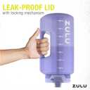 ZULU Goals 128oz Half Gallon Plastic Water Bottle with Straw and Time Marker | Large Reusable Jug with Handle and Leak Proof Lid for All Day Hydration, Gym and Outdoors, Gift Ready, Violet