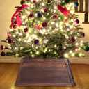 Wesiti Christmas Tree Box Collar 26 Inch Farmhouse Trapezoid Wooden Christmas Tree Stand Cover Box Ring for Home Festive Xmas Decoration(Rustic Brown)