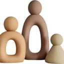 suruim Abstract Family of 3 Figurines Modern Sculptures Home Decorative Accents TV Stand Decor Bookshelf Knick Knacks Gifts for Shelves Entry Way Statues for Home Decor Living Room(Grey) (Gray)