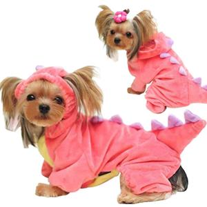 Halloween Costume for Pet Dog Cat Dinosaur Plush Hoodies Animal Fleece Jacket Coat Warm Outfits Clothes for Small Medium Dogs Cats Halloween Cosplay Apparel Accessories (X-Large, Pink)