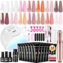 JEWHITENY 14 pcs Poly Gel Nail Extension Kit With Drill Machine U V Nail Light ALL In One Polygel Starter Kit