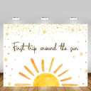 MEHOFOND First Trip Around The Sun Birthday Backdrop for Girls Yellow Boho 1st Birthday Photography Background You are My Sunshine Banner Glitter Photo Booth Studio Props 7x5ft