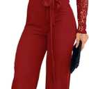 CHICME Womens Dressy Jumpsuits Casual One Piece Outfits Off Shoulder Lace Trim Overalls Straight Leg Pants (Medium, Wine Red)