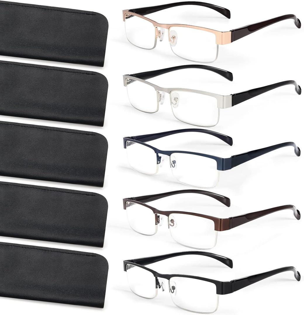 BLS BLUES Reading Glasses Men, Stylish Metal Eyeglasses, Blue Light Readers for Men, Computer Eye Glasses, Cheaters