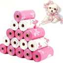 Pet Poop Bag 12 Refill Rolls 180 Unscented Bags (Pink/White)