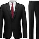 Cooper & Nelson Men's Suit 2 Piece Set, One Button Slim Fit Tuxedo with Jacket Pants Tie for Wedding, Business, Prom, Large