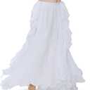 ROYAL SMEELA Chiffon Belly Dance Skirt Slit Bellydance Skirts Tribal Belly Dancer Costumes for Women Carnival Outfit white, medium