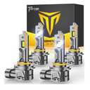 9005 9006 Light Bulbs Combo, 100,000LM 12X Ultra Bright, 6500K Cool White, 1:1 Mini Size 9005 HB3 & 9006 HB4 Fog Light Only Fog for Rain Light with Cooling Fan, Plug N Play, Pack of 4