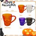12Pcs Halloween Cups Skull Shaped Plastic Mugs Reusable Skeleton Cups 16oz for Whiskey,Beer, Wine, Juice, Bar Halloween Party Supplies