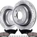 Rear Disc Brake Pads And Rotors Kit For Ford F-150 2012-2020, For Ford Lobo 2012-2013 With Ceramic Brake Pads,6-Lug Wheels
