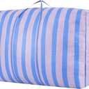 Nylon Woven Bag, Large Moving Bags with Zipper & Handles, Quilt Clothes Storage Bags Totes Bins, Snake Skin Bag Packing Moving Boxes for College Supplies (Blue/White - 1 Pack)