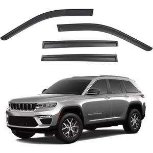Window Visors Rain Guards fits 2022-2026 Jeep Grand Cherokee 2-Row, Out-Channel Window Wind Deflectors Vent Shades Accessories, Dark Smoke 4 Pcs, 2023 2024 2025