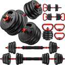 Adjustable Dumbbell Set, 22lbs Free Weight Set with Connector, 5-in-1 Dumbbell Set for Barbells, Kettlebells, Push up Stand, Weight Plate, Fitness Exercises for Home Gym Suitable Men/Women