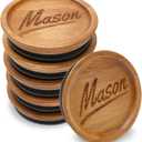 6 Pcs Reusable Wide Mouth Mason Jar Lids Acacia Wood Canning Lids for Jar Cover Large Mouth Silicone Mason Jar Storage Accessories Decorative Glass with Wooden Lid Can Tops Canning Supplies Organizer
