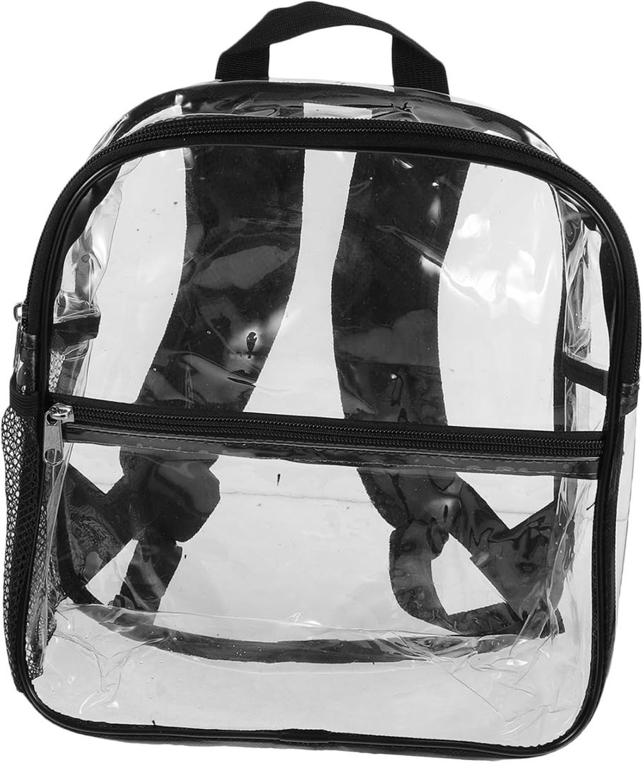 FRCOLOR Casual Transparent Backpack for Women Lightweight Travel Pouch Roomy Storage Bag for Phone Purse and Daily Essentials Stylish Jelly Design Black