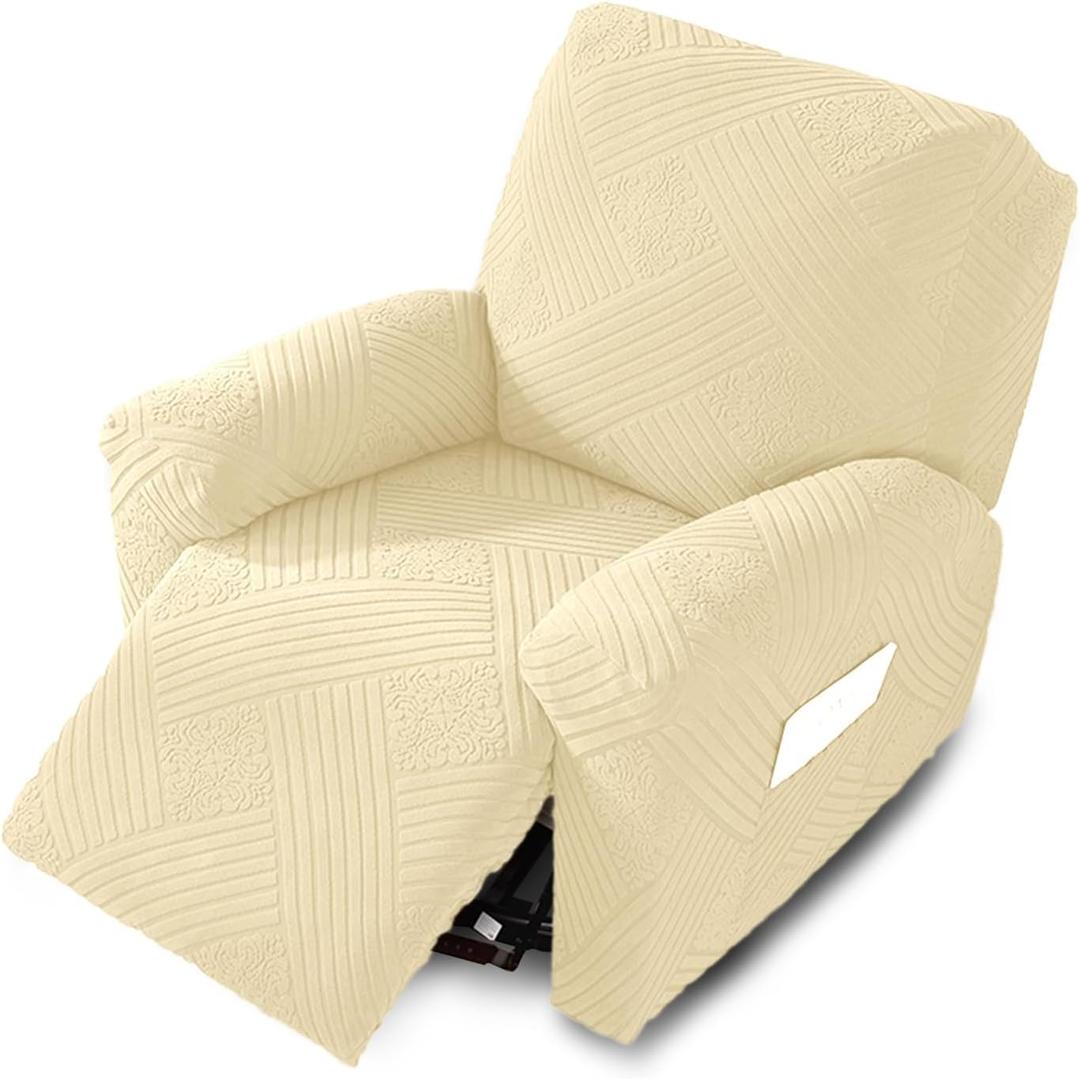 NORTHERN BROTHERS Soft Recliner Chair Covers, Stretch Recliner Cover, Washable Cover for Recliner Chair, Recliner Protector Recliner Slipcovers for Pet, Beige (Regular 1 Seat)
