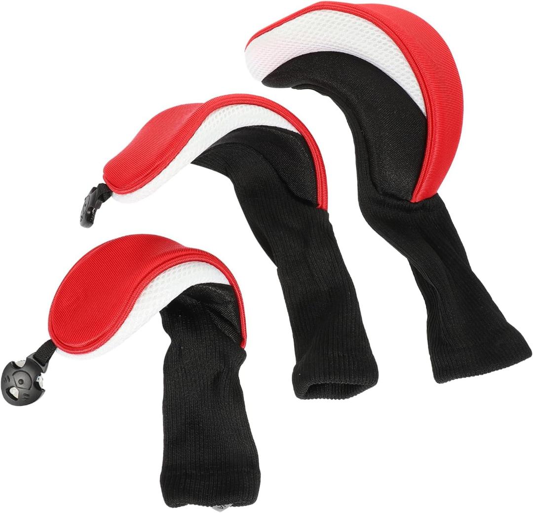 4Pcs Golf Club Covers Elastic Portable Sleeve for Wood Clubs Red and White Outdoor Golf Accessories Anti-Collision