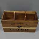 Acacia Wood Magnetic Utensil Holder Large Kitchen Silverware Holder with 3 Compartments for Fridge Counter Wooden Kitchen Countertop Organizer for Cooking Tools and Cutlery, Farmhouse Style