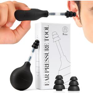 Ear Pressure Relief Device Migraine Relief Cap Airplane Ear Pressure Relief Through Inner Ear Pressure Balance, Reduces Tension Ear Popper Ear Relief Device (Black)