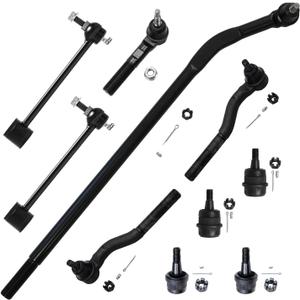Detroit Axle - 10pc Suspension Kit for 2007-2017 Jeep Wrangler, 2018 Wrangler JK, 4 Front Upper & Lower Ball Joints 2 Rear Sway Bars 4 Inner Outer Tie Rod Ends Replacement