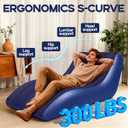 RovPool Inflatable Chair for Adults,Inflatables Chairs with Flocked Surface, Inflatable Lounge Chair with Backrest, Comfort Ergonomic Inflatable Couch,Inflatable Couch for Camping, Blue