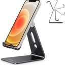 OMOTON Adjustable Cell Phone Stand, C2 Aluminum Desktop Phone Holder Dock Compatible with iPhone 15 14 13 Xs XR 8 Plus 7 6, Samsung Galaxy, Google Pixel, Android Phones, Black