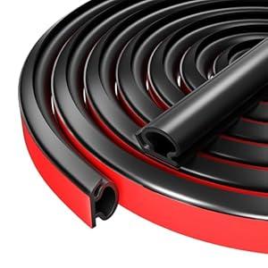 Silicone Weather Stripping Door Seal Self Adhesive Door Weather Stripping Weather Strip Door Seal Strip D Shaped Weatherstripping Door Insulation for Door/ Window (Black, 2/ 5"(W)×1/ 4"(T)×23FT(L))