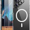 Clear Case Compatible with iPhone 17  5-in-1 Combo with 2 Tempered Glass Screen Protectors & 2 Camera Lens Protectors, Slim Anti-Yellow Shockproof Cover