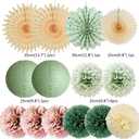 Sage Green and Dusty Pink Party Decorations Retro Olive Sage Green and Dusty Rose Party Decorations Cream Poms Beige Fans for Boho Pink Birthday Baby Shower Bridal Shower Wedding Engagement
