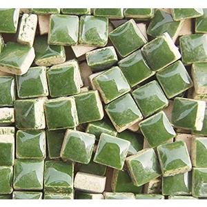 PINUO&KE 200 Pieces / 200 g Square Ceramic Mosaic Tiles - 1x1 cm for Home Decoration, DIY Crafts, Projects - Dark Green