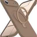 Compatible with iPhone 17 Air Case with Magnetic Invisible Stand Compatible with Mag-Safe Military Drop Tested Shockproof Silicone iPhone 17 Air Phone Cases for Women Men 6.6"Brown