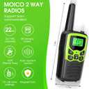 Walkie Talkies,MOICO Long Range Walkie Talkies for Adults Two-Way Radios with 22 Channels FRS VOX Scan LCD Display with LED Flashlight for Field, Survival Biking Hiking Camping 2 Pack (Green)