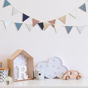 VitalCozy 17 ft Pennant Banner Flags, 2 Pcs Nursery Garland Triangle Bunting Flag Double Side Baby Banner for Boho Decor Baby Shower Birthday Wedding Party Event, Each 8.5 ft