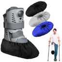 Mepase 12 Pieces Fracture Walking Boot Cover, Reusable Waterproof Non-Skid Foot Brace Cover for Walking Boot Cast Rain, Black Gray Blue (14.96 x 5.51 Inches)