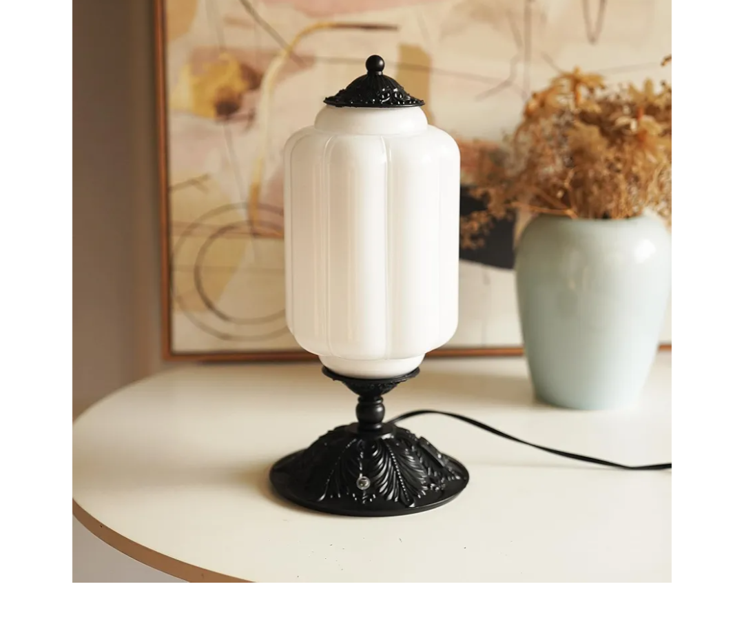Vintage Milk Glass Touch Table Lamp, Elegant White Glass Bedside Desk Lamp 3 Way Dimmable with USB C+A Charging Ports - Bedroom Nightstand & Living Room Essential, 4W Bulb Included (White, 6.5)
